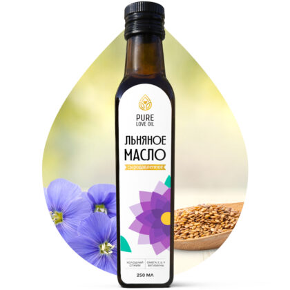 Бутылка льняного масла PURE LOVE OIL, 250 мл